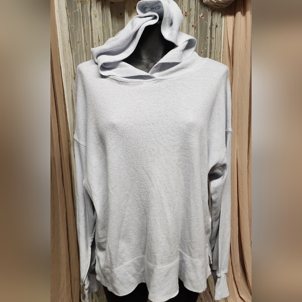 Michael Stars thermal hoodie. Sz med. Light blue/gray. New. - Picture 3 of 3